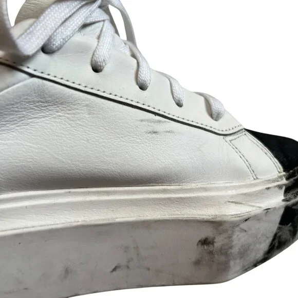 adidas Olivia LeBlanc Sleek sneakers white black coated canvas size 9.5 platform - Picture 13 of 15